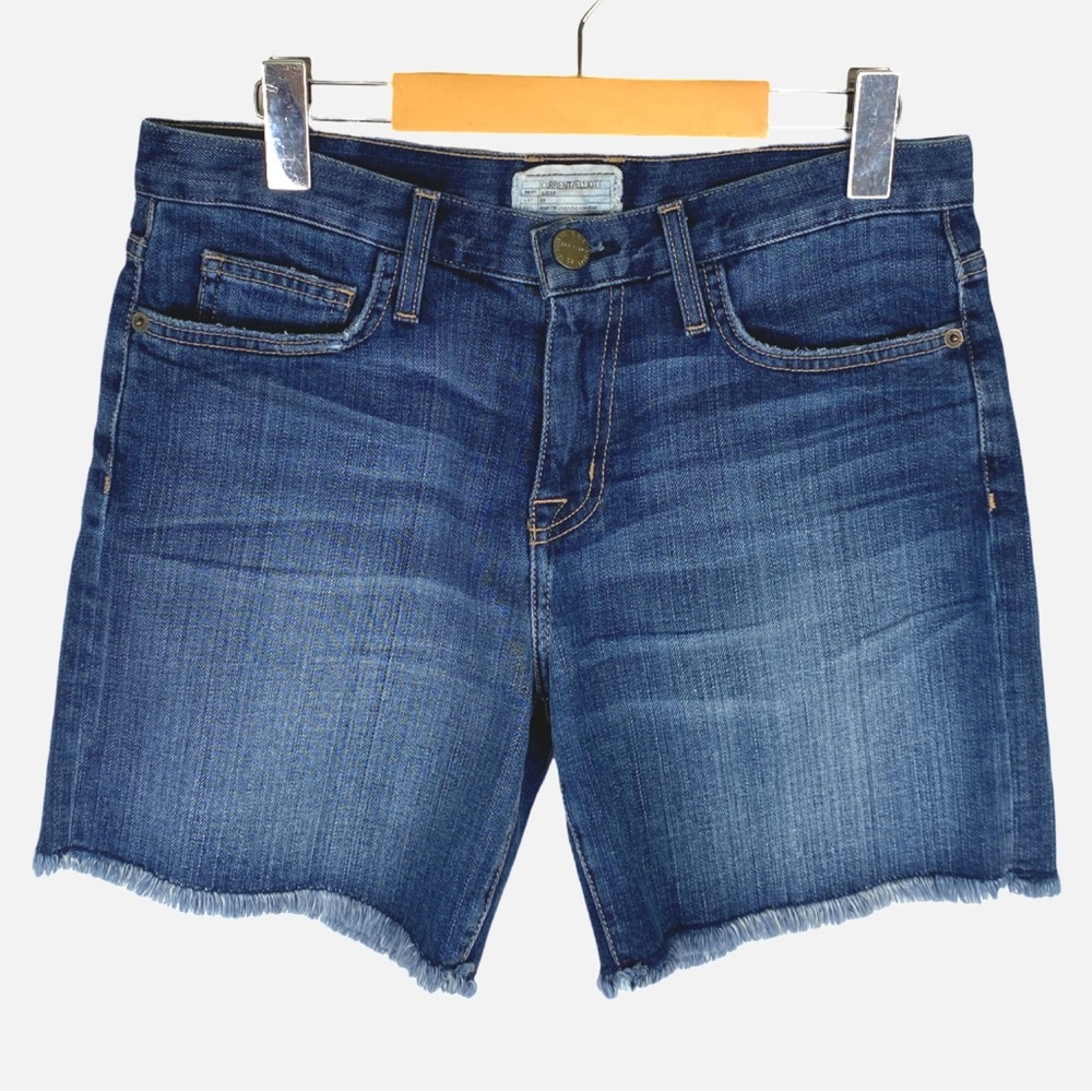 CURRENT/ELLIOT The Boyfriend Roll Denim Jean Shorts - Blue - Size 25